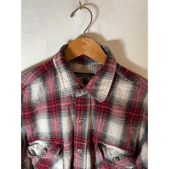 VTG Field and Stream Mens Red Size LT Large TALL Shirt Flannel Plaid Distressed - Picture 3 of 16